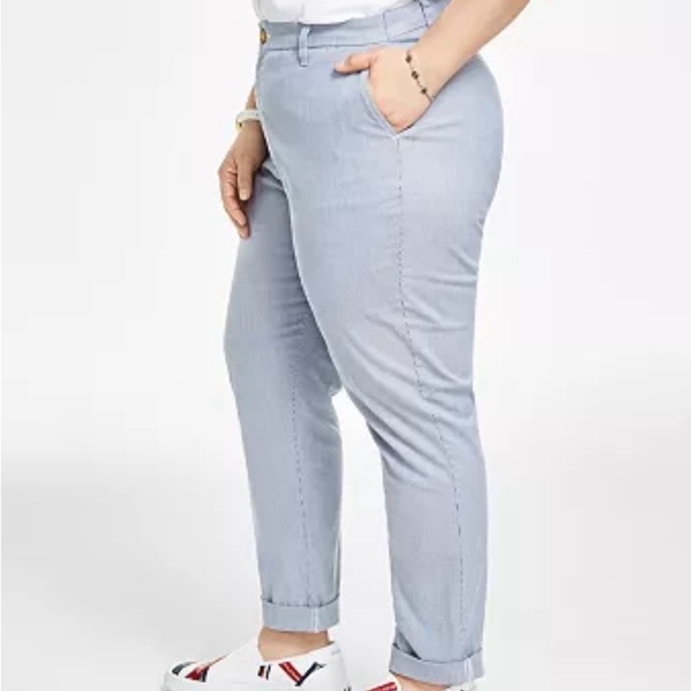 NWT Tommy Hilfiger Hampton Stretch Slim Fit Heritage Chino Pants 24W Blue White